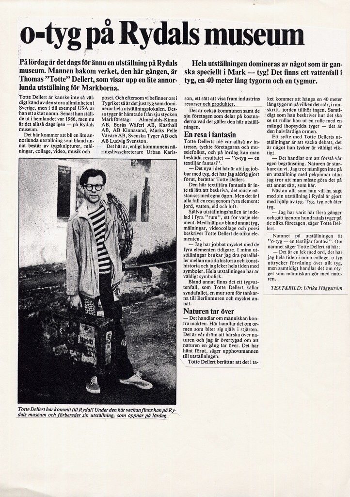 1988 newspaper article from Museum show 1988